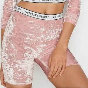 VICTORIA’S SECRET Logo Crushed Velvet Bike Shorts